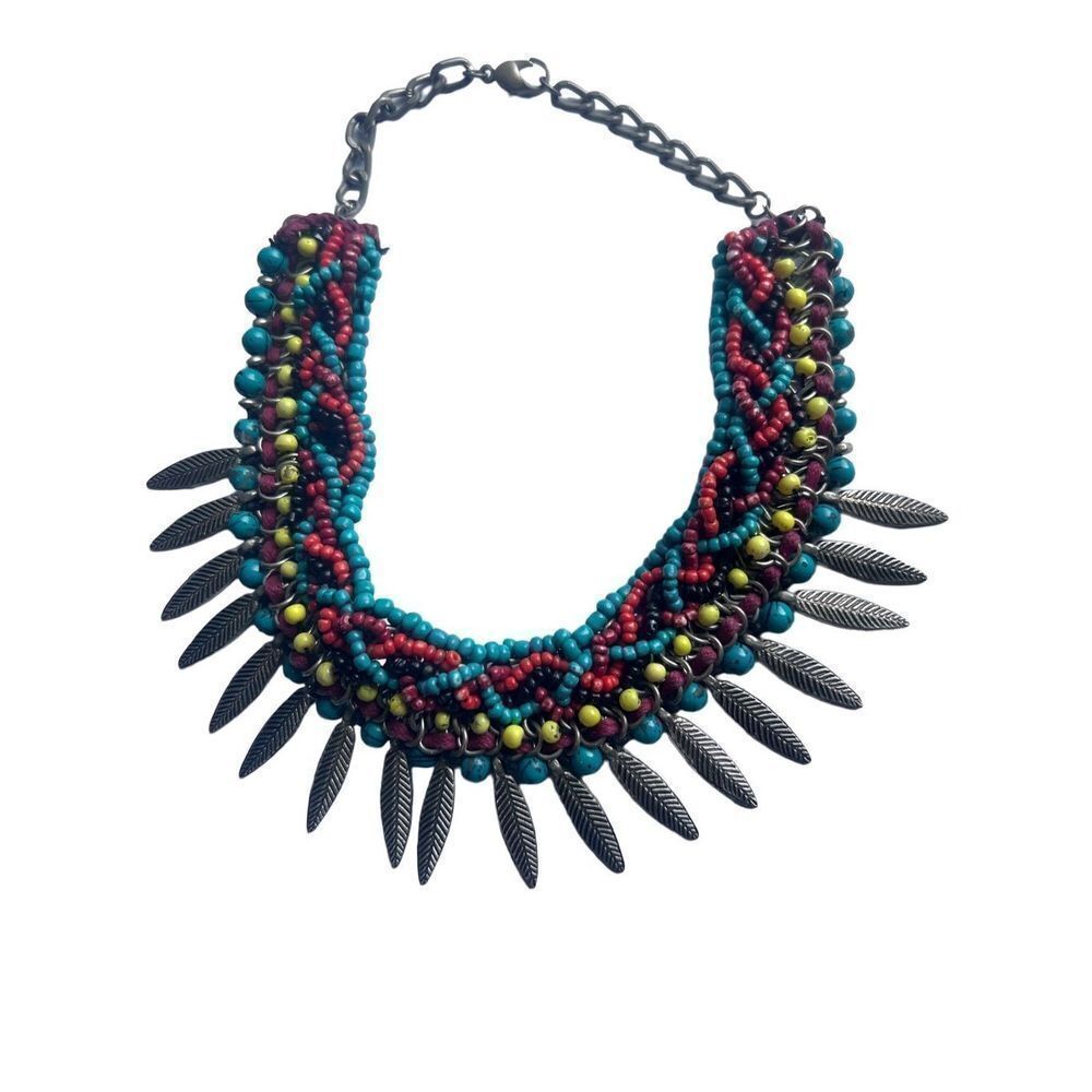 Zara Tribal Aztec Boho Statement Colorful Necklace